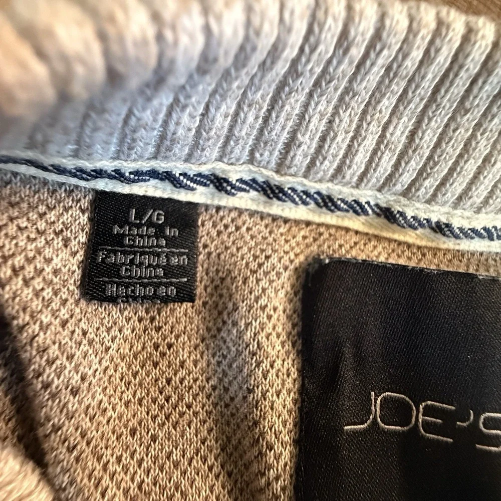 Joe's Jeans Tan Heathered Crew Neck Sweater * LARGE Casual Elevated Quiet‎ Lux